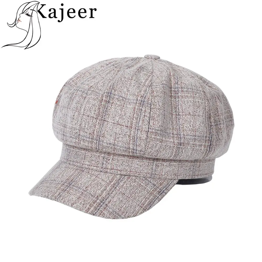 Kajeer, Корейская, ретро, восьмиугольная кепка, газетчик, берет, шапка, теплая, осень, зима, шапка для мужчин, женщин, красивая, в клетку, хлопковая шапка, берет