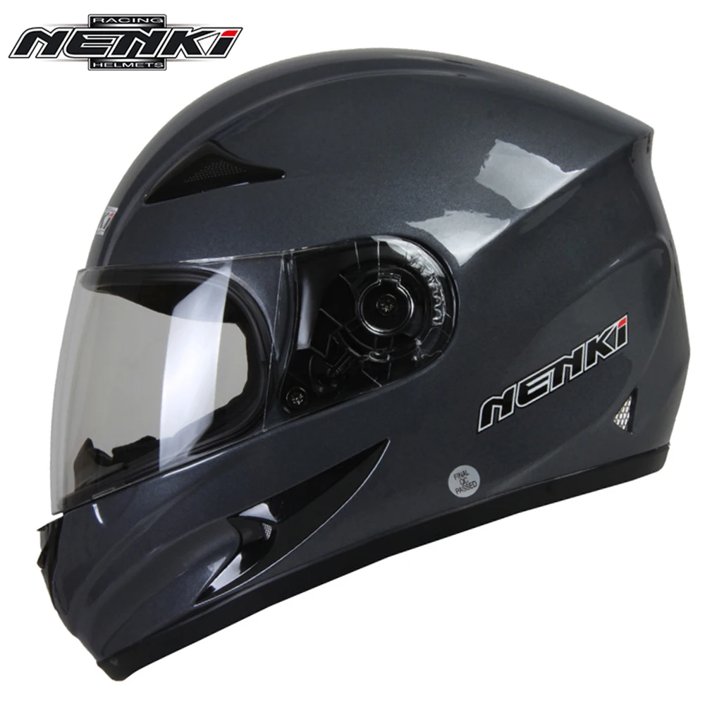 NENKI Motorcycle Helmet Motorcycle Riding Street Bike Motor Racing Motorbike Helmet Full Face Helmet Matte Black - Цвет: Light Gray