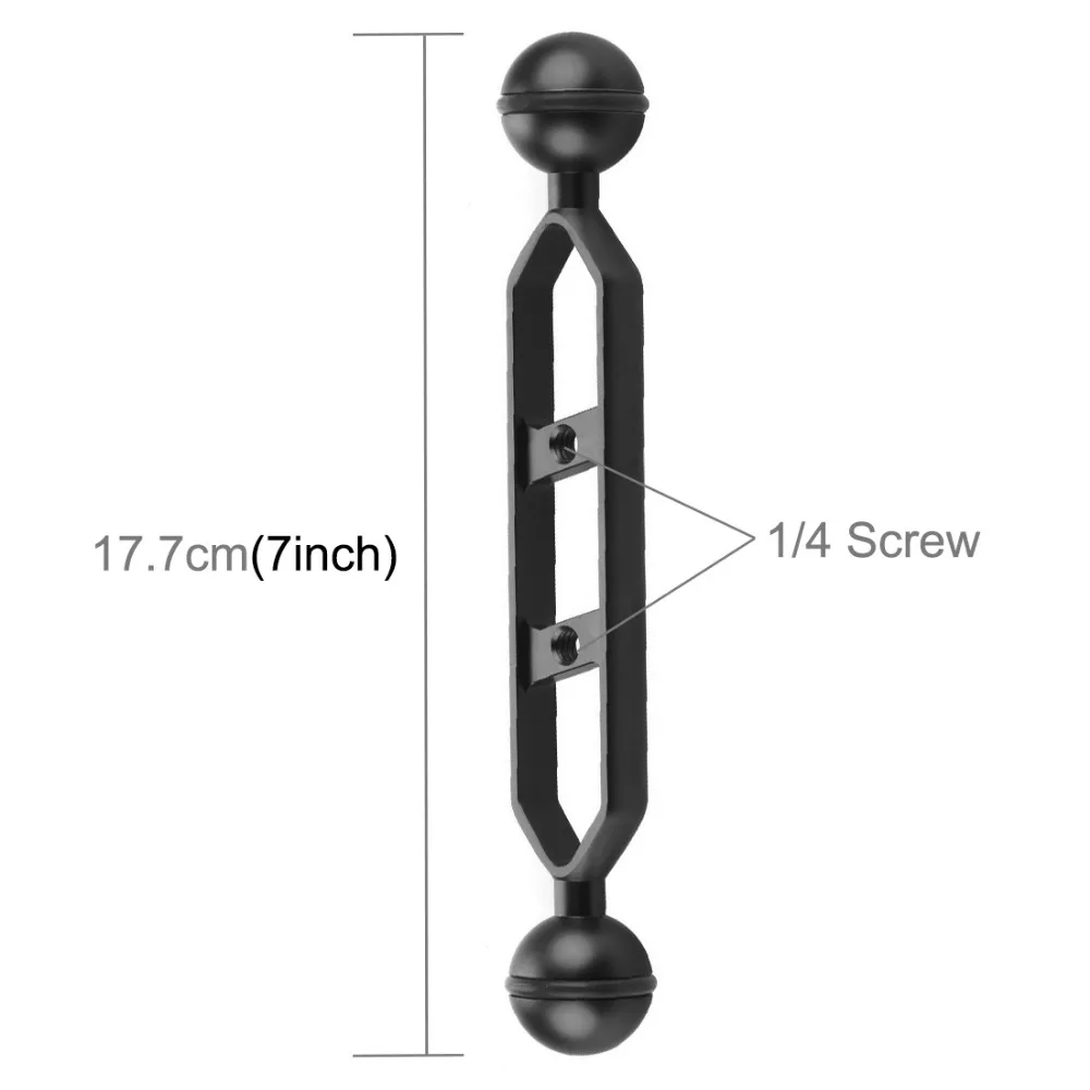 PULUZ 7 inch17,8cm Дайвинг из алюминиевого сплава с двумя шариками для подводного фонаря/видео света, диаметр шара: 1 дюйм/2,54 см