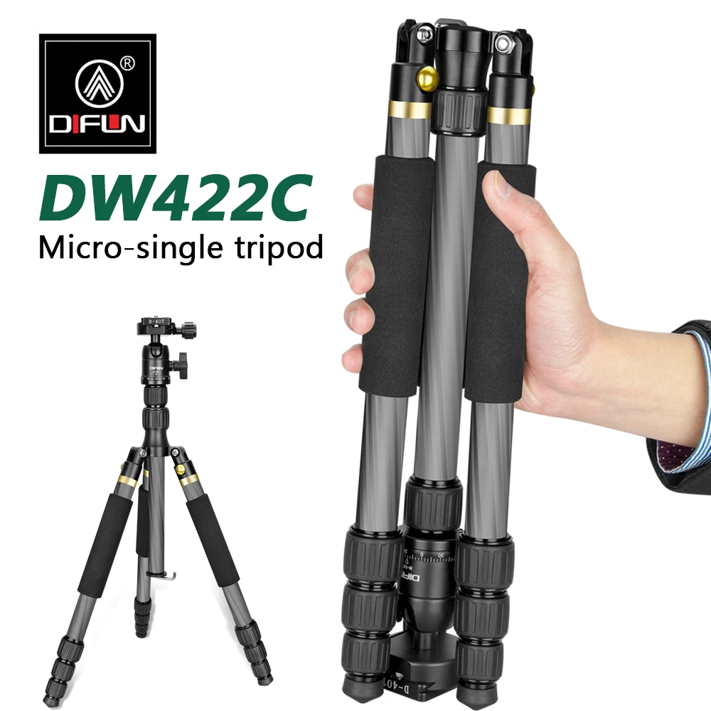 

DIFUN DW-422C Lightweight Travel Camera Tripod for Cell Phone Carbon Monopod Removable / Low Angle Shooting