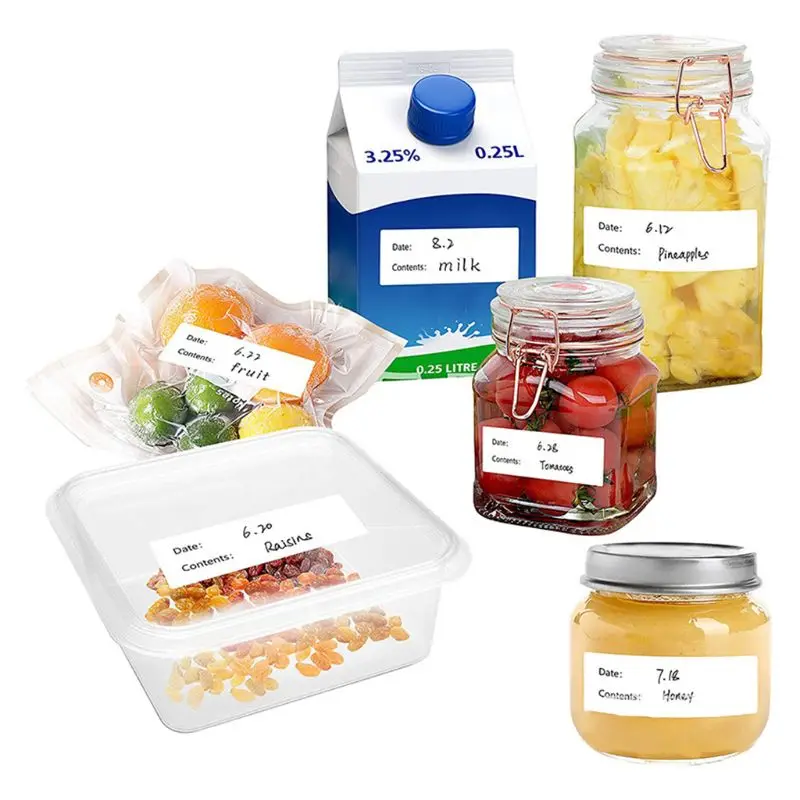 500pcs Kitchen Stickers Refrigerator Freezer Food Storage Date Content Labels for Container Bag Jar Packing