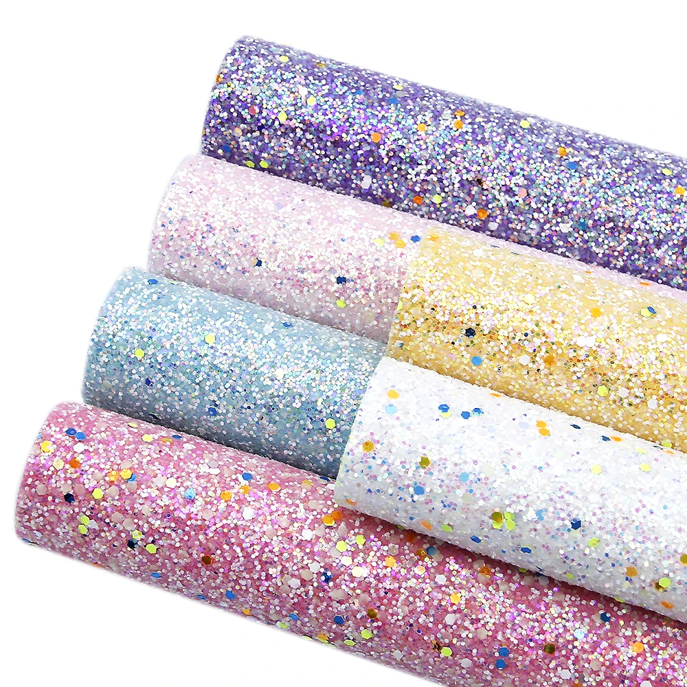 

david anige 6Pcs/Set 20*34cm Glow in the Dark Chunky Glitter Fabric Synthetic Leather Sequins Bag Shoes Handmade ,1Yc7398