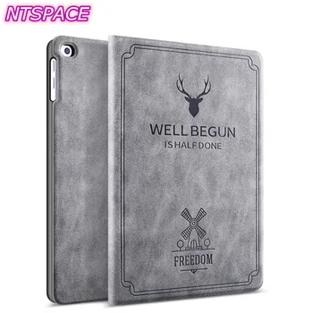 

For New iPad 9.7" Embossed Deer Back Cover for Apple iPad 2 3 4 Case Soft TPU Edge Canvas Cloth Cover for iPad Air 1 2 Flip Case