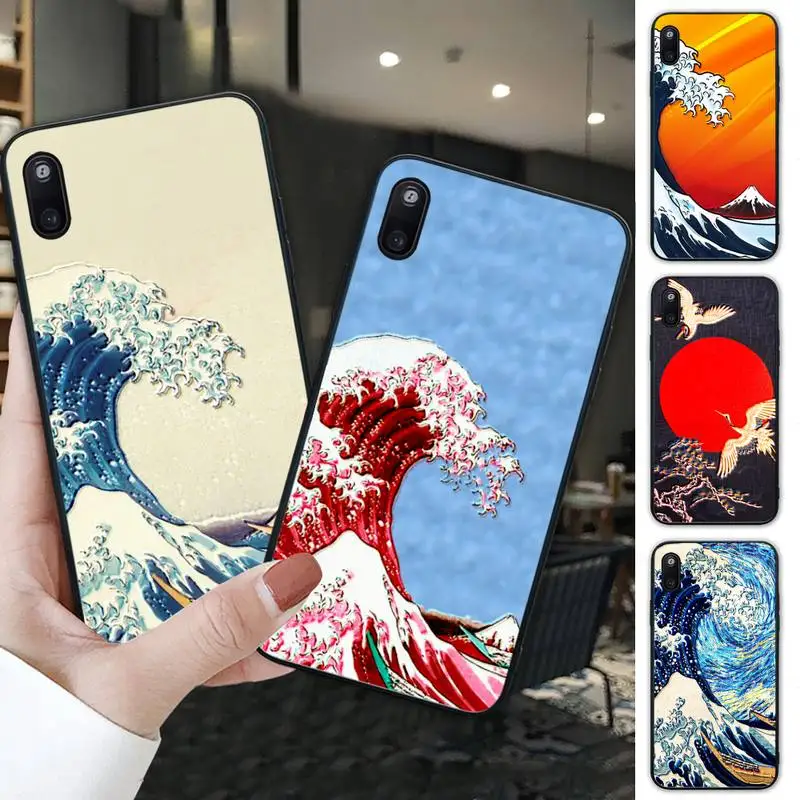 

Wave Of Japanese Relief Art Black Silicone Cover Case For Huawei Nova 2i 3i 5 T 6 Se 7 Y5 2018 2019 Y9 Prime Y7 2019 Y9s Funda