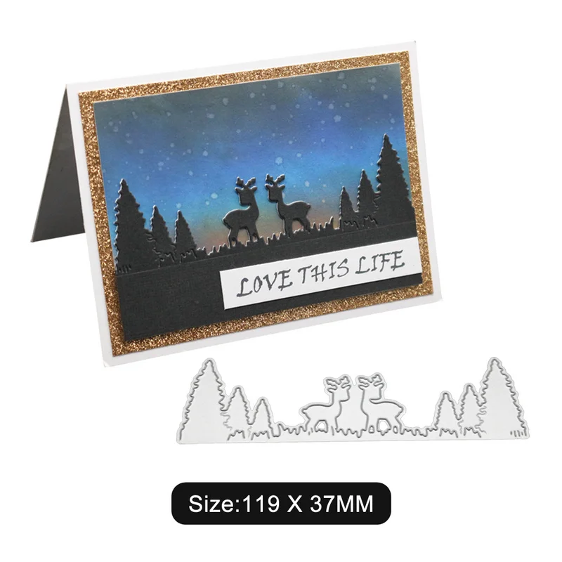 3-Deer Forest DIY Зимнее дерево металлические режущие штампы трафарет скрапбук карты Альбом тиснение Ремесло Искусство чайный набор Пшеница Свадебные часы Краб Хэллоуин - Цвет: 3-Deer Forest