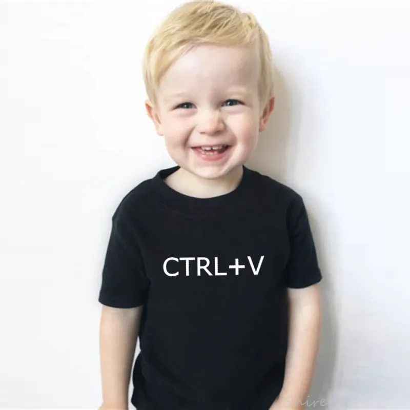 Ctrl+C and Ctrl+V Printed Matching Dad T-shirt Baby Bodysuit Perfect Gift for Father's Day Summer Cotton Family Clothes 1Pc