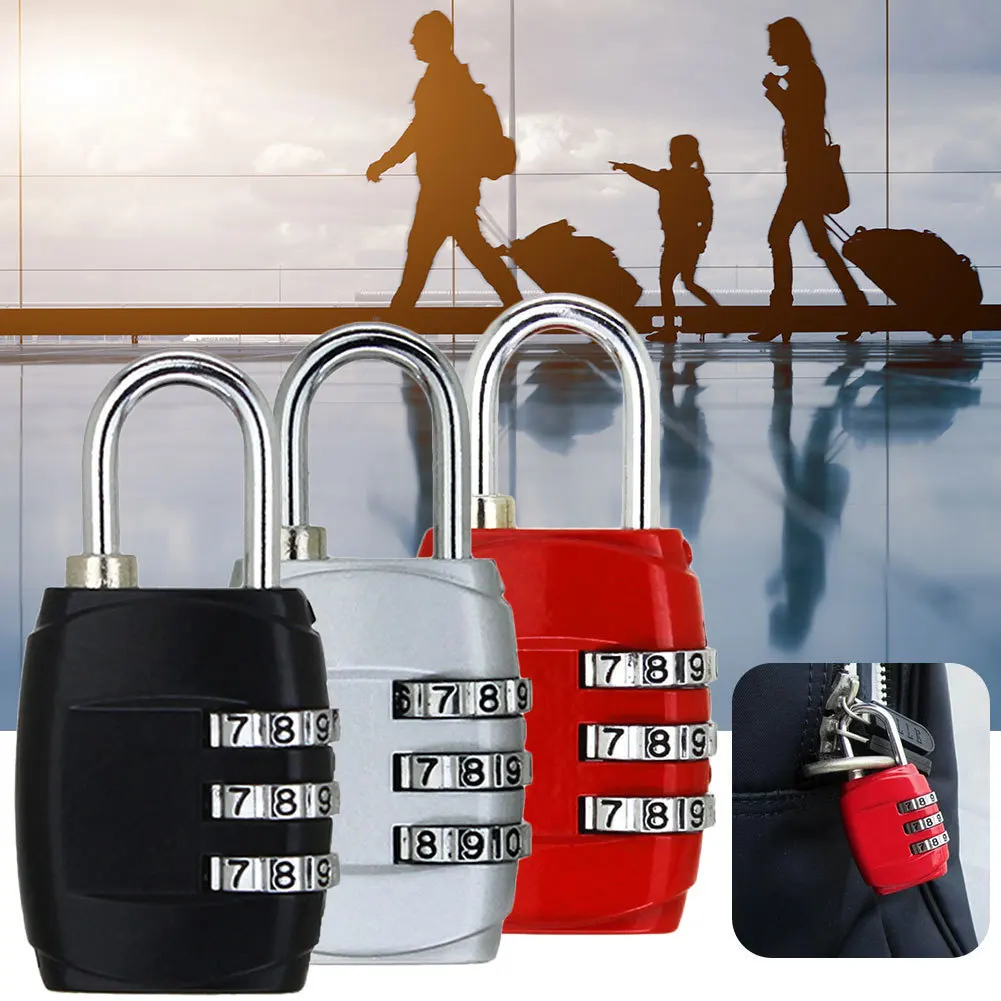 

Luggage Travel Lock 3 Dial Travel Padlock Simple Door Lock Password Lock Combination for Luggage Suitcase Baggage Gym Locke