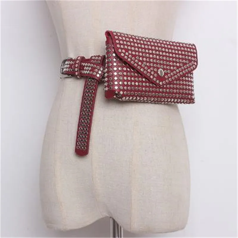 

Fashion Rivets Waist Pack Luxury Designer Fanny Pack Small Women Waist Bag Phone Pouch Punk Belt Bag Purse