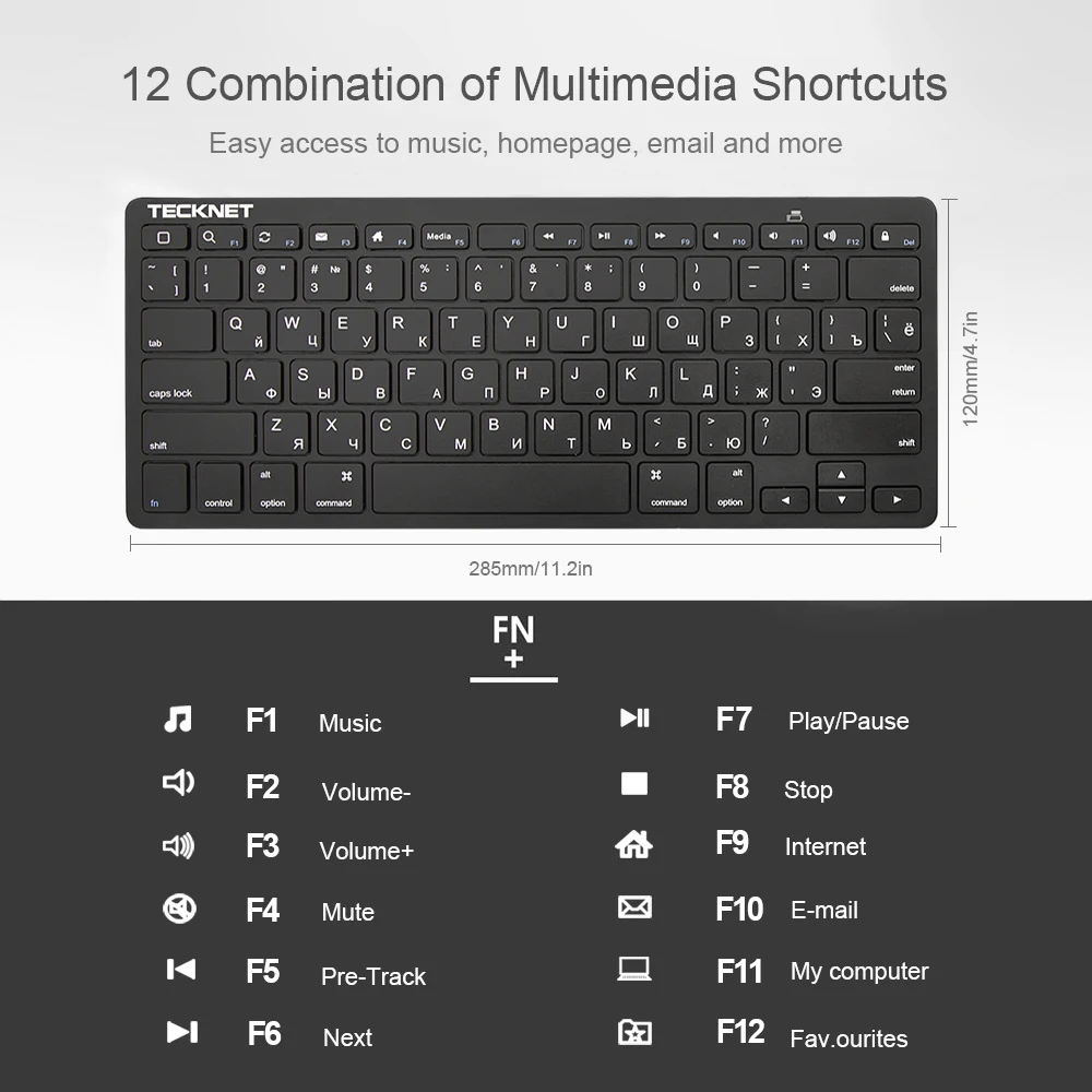 TeckNet Wireless Keyboard Computer Keyboards Slim USB Laptop Single Key board for Mini TV Android Windows 10 8 7 XP