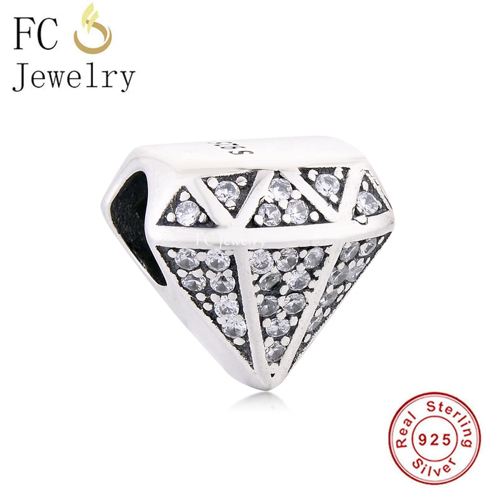 

FC Jewelry Fit Original Charms Bracelet Authentic 925 Sterling Silver Geometric Super Zircon Bead For Making Women Berloque 2022
