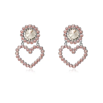 

Pink Girl's Heart Exaggerated Shiny Hollow Love Ear Stud Temperament Heart-Shaped Ear Stud Earrings Female