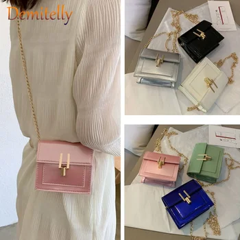 

Exquisite Lock Shiny PU Leather Ladies Small Square Bag Fashion Shoulder Messenger Bag Luxury Women Design New Ladies Clutch Bag