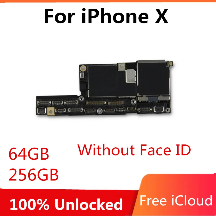 64 Гб 25 Гб для iphone X материнская плата с лицом ID No Face ID Бесплатный iCloud для iphone x материнская плата с системой IOS материнская плата