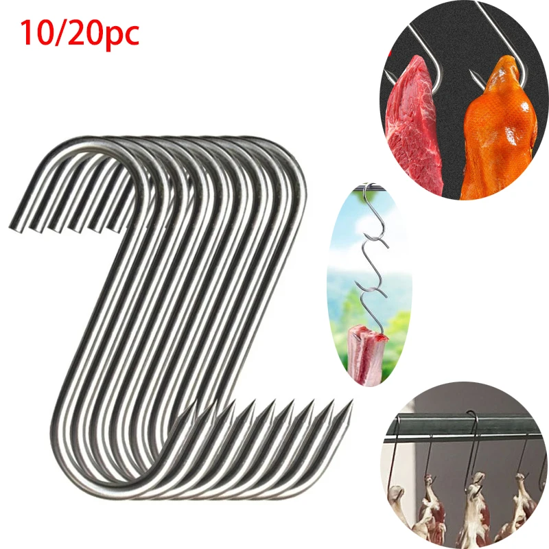 20Pc S SHAPED HOOK SET Hanging Stainless Steel Kitchen Home Hanger Hat/Clothes 