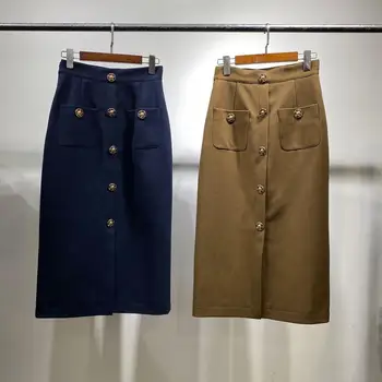 

9029490 high waist women vintage long skirt