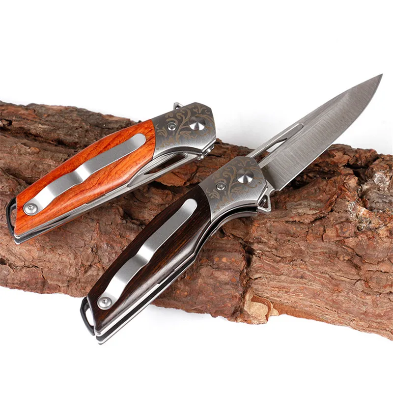 Многофункциональное лезвие D2 нож для поиска домкрата нож с цветочной кислотой деревянная ручка складной стальной нож для выживания Портативный с одним карманом