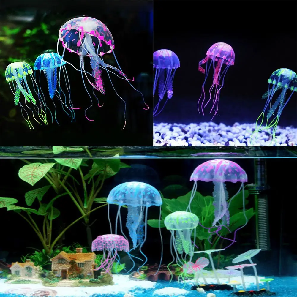 1PC Artificial Jellyfish Swim Glowing Aquarium Decor Luminous Ornament
