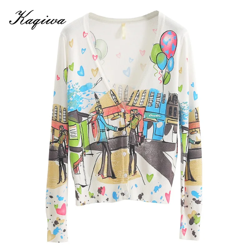 2020 women's trend summer beach sunscreen printing fashion cardigan thin ice coat short Knitted Top cashmere sweater women B-141 |