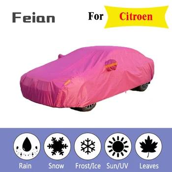 

Full Reflective strip Car Covers Snow Ice Dust Wind Sunshade UV Cover Foldable Car Outdoor orange Protector Cover for Citroen