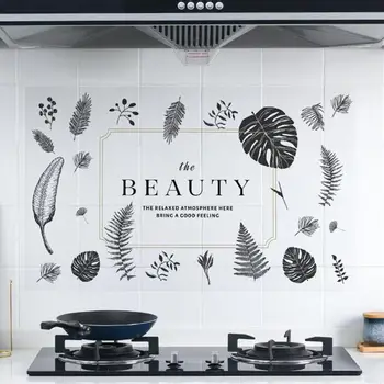 45 75cmPET kitchen oil proof waterproof sticker stove cabinet high temperature self adhesive tile wall sticker DIY wallpaper