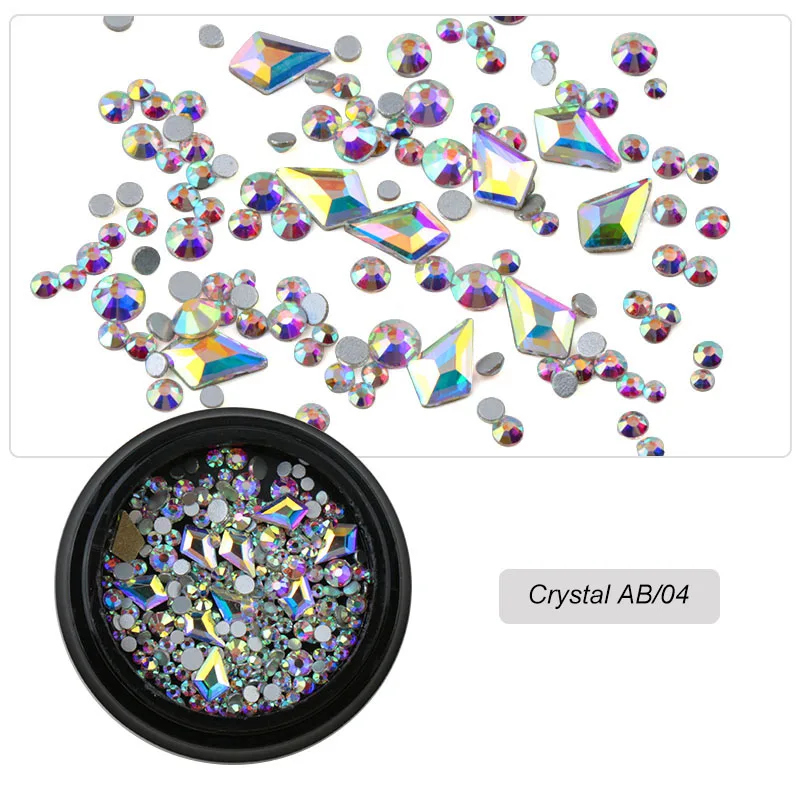 Crystal AB 04 1 коробка смешанные различные DIY кристаллы Камни 8 мл гель для приклеивания страз клей супер липкий УФ гель Наборы для шармов 3D дизайн ногтей украшения - Цвет: Crystal AB 04