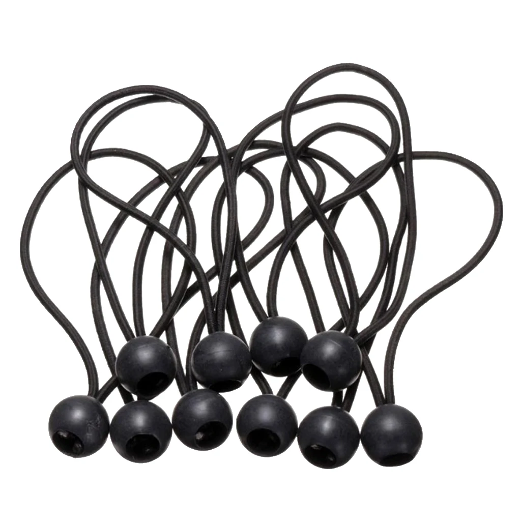 Lot 10 Ball Bungee Loop, Canopy Tarpaulin, Binding Cord, Black
