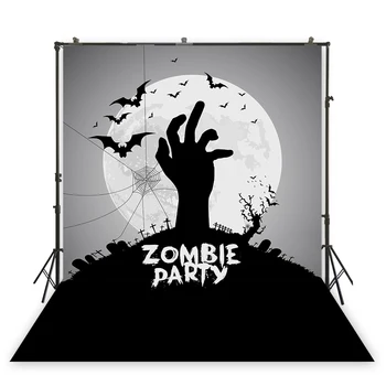 

HuaYi Dark grey Background Photography Bat Decoration Backdrops Studio photoshoot backdrops Zombie Party Photography XT-6906