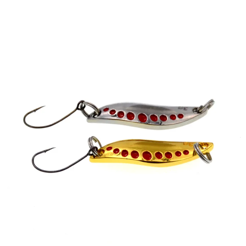 Fishing Spoon Lure 3g-20g Curved Surface Leech Spoons Metal Artificial Lures  Single Treble Feather Hooks