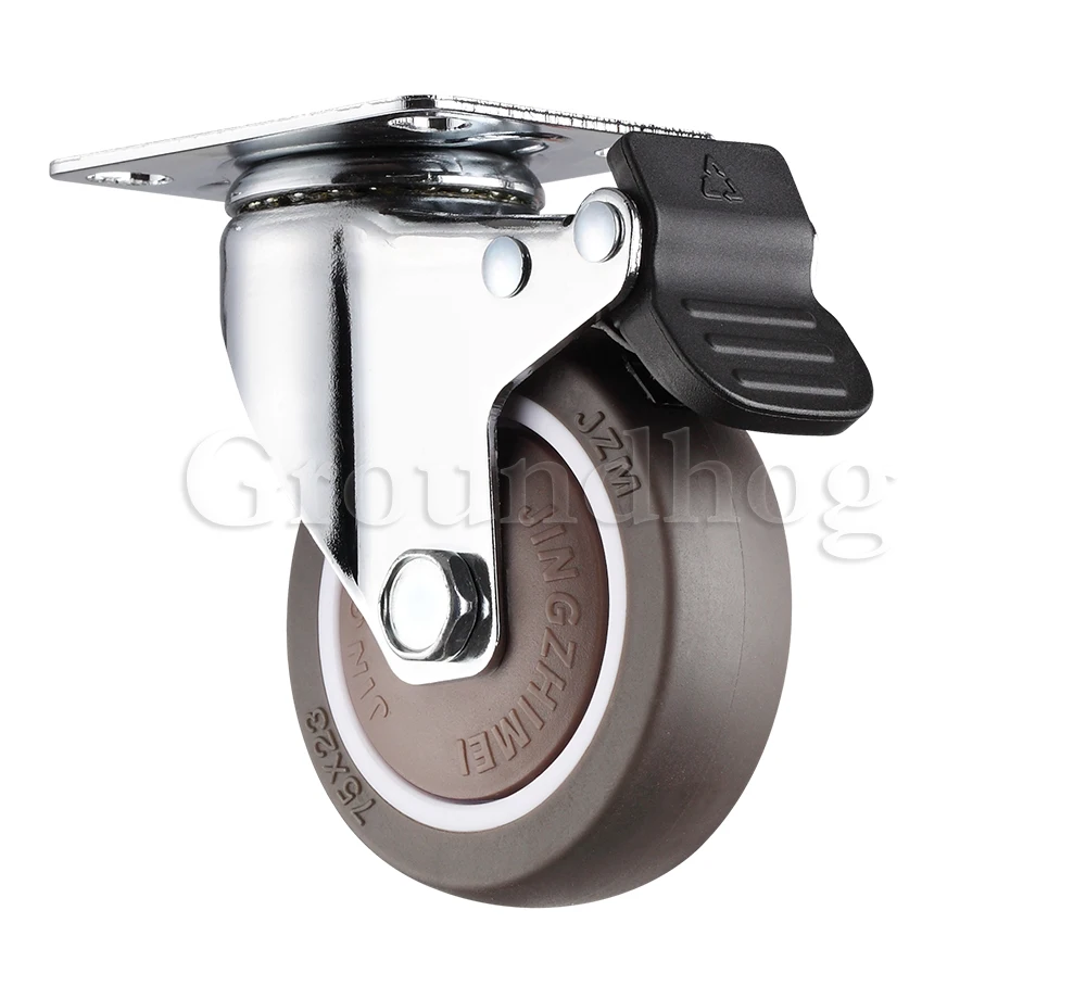 4Pcs Gummi Swivel Rollen Räder, Mit Bremse Kein Lärm Abschließbare Räder Mobilen räder Für Möbel, medizinische Ausrüstung, Wagen – Detail 3