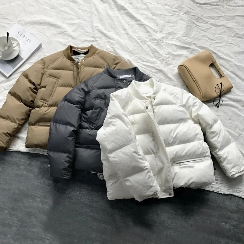 Короткая Хлопковая женская куртка со стоячим воротником Harajuku BF Стильная утепленная зимняя куртка Chaqueta Mujer бейсбольная форма парка C5997