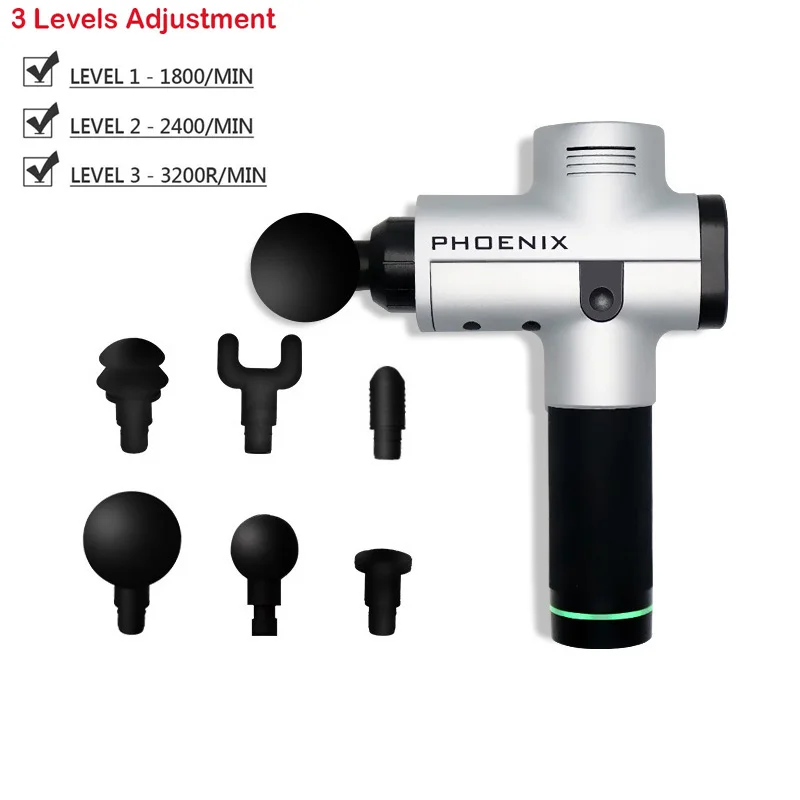 6 heads Muscle Massager Tissue Massage Gun Muscle Pain Management Body Relaxation Vibrating Pain Relief PK Booster Massage Gun