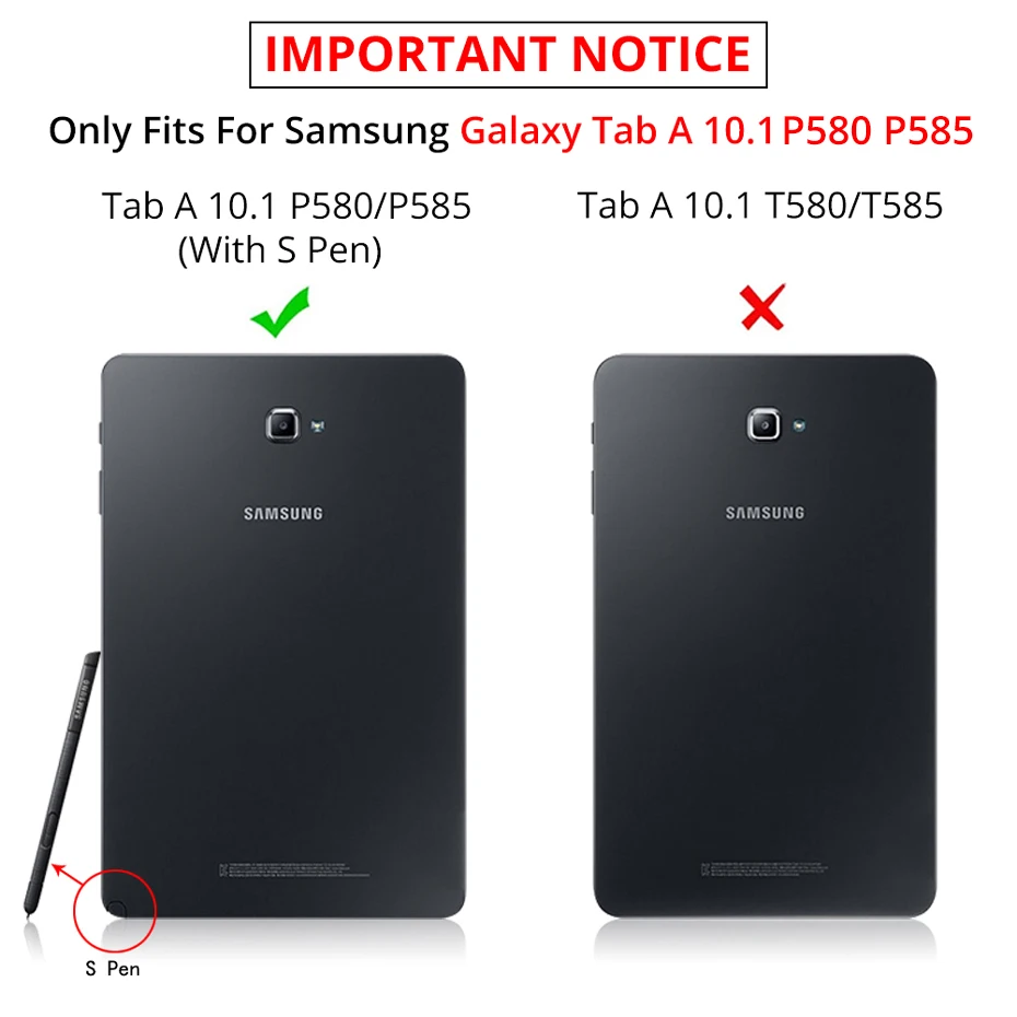 360° Rotating Smart PU Leather Flip Case for Samsung Galaxy Tab A 10.1 with S Pen Holder