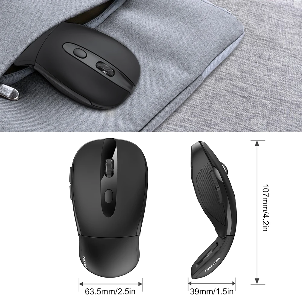 TeckNet Складная оптическая беспроводная мышь 2000 dpi Arc Touch эргономичная мышь Складная компьютерная мышь 2,4G USB мышь для ноутбука ПК
