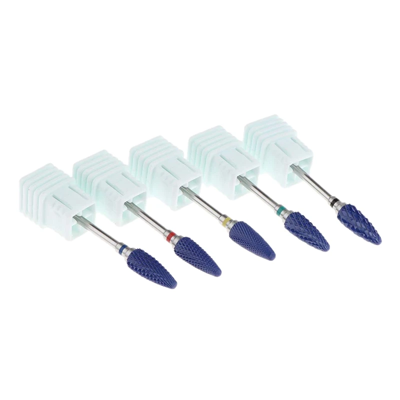 Ceramic Nail Drill Bit Set for Natural and Artificial Nails, Top Cuticle Clean Gel Removal Tool Kit,Pack of 5