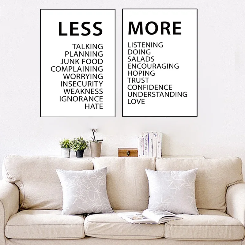 English Poems Letter Less And More Canvas Painting Corridor Home Dormitory Bedroom Decoration Painting Oil Posters And Prints Painting Calligraphy Aliexpress