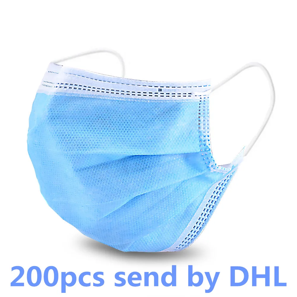 

IN STOCK Wholesale 200 pcs Non Woven 3 Laye Mask Dust protection Anti Dust Mask Mouth Korean Blue Face Mask Fast Shipping DHL
