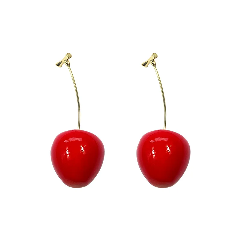 

Women Red Cherry Dangle Drop Earrings Simple Charm Trendy Cute Personality Girl Jewelry For Anniversary Party