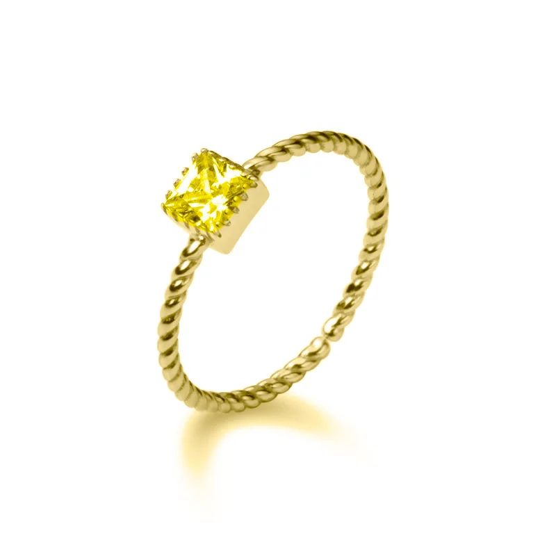 Trustdavis Настоящее 925 пробы Серебряное ослепительное квадратное CZ Кольцо с открытым пальцем для женщин Свадебное серебряное 925 ювелирное изделие DS1862 - Цвет основного камня: Gold(Yellow)