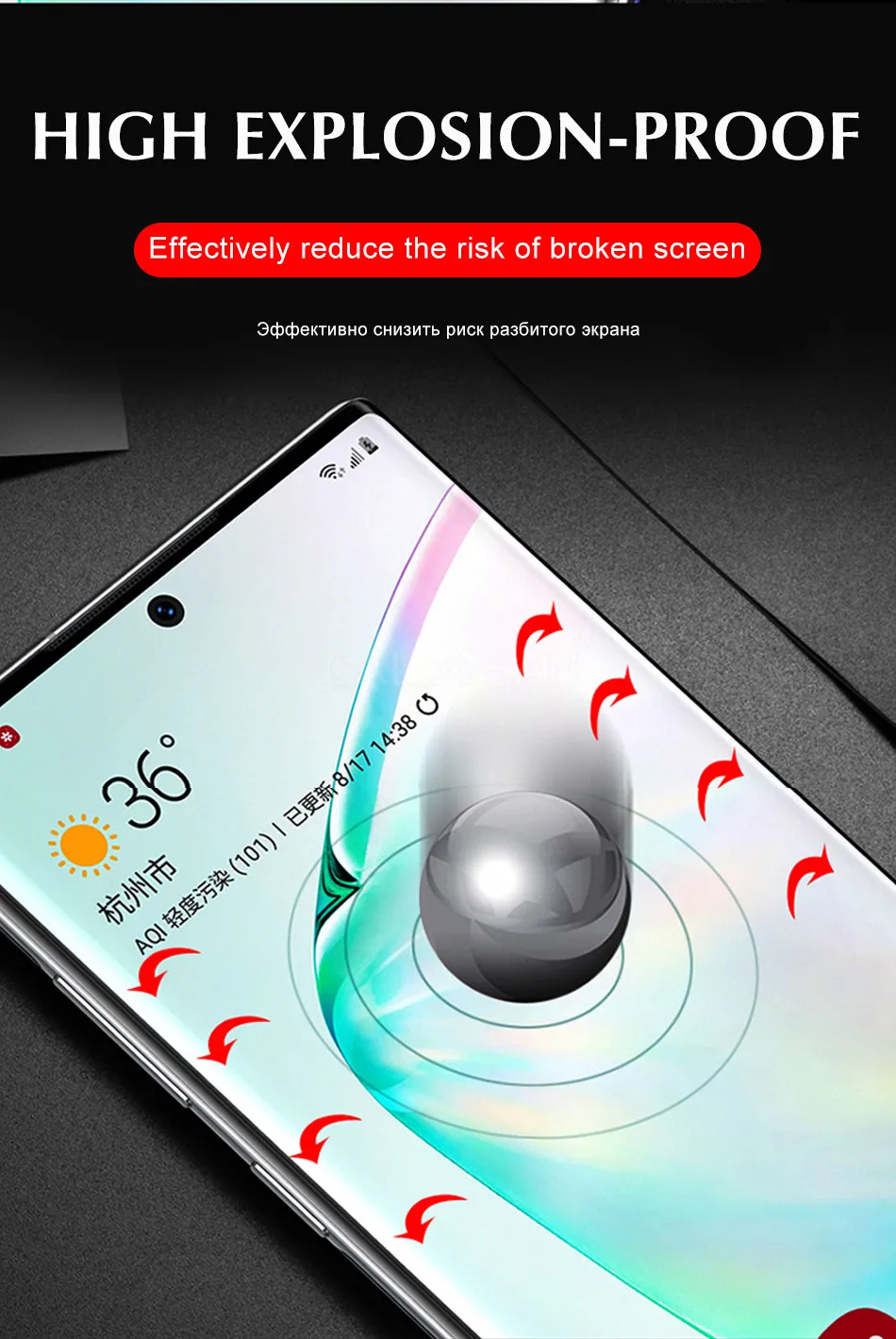 100D полное покрытие Передняя Гидрогелевая пленка для samsung Galaxy Note 10 Pro Note 8 9 S8 S9 S10 Plus S10E Передняя защитная пленка