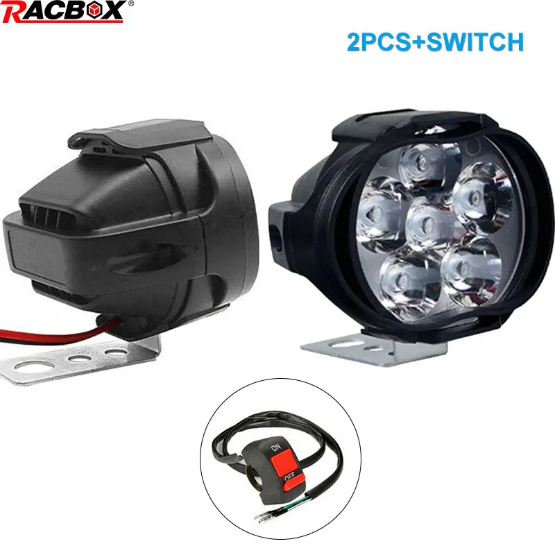

1 Pair Motorcycles Headlight 6500k White Super Bright 6 LED Working Spotlight Motorbike Fog Lamp 1000LM LED Scooters ATV UTV