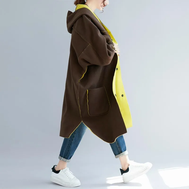 Skup Plus rozmiar zagęścić aksamitny płaszcz dla kobiet Oversize odwracalne nosić z polaru kurtki z kapturem jesień zima Batwing luźne na co dzień długi wełniany płaszcz wiatrówka 4XL 5XL 6XL 7XL 2019