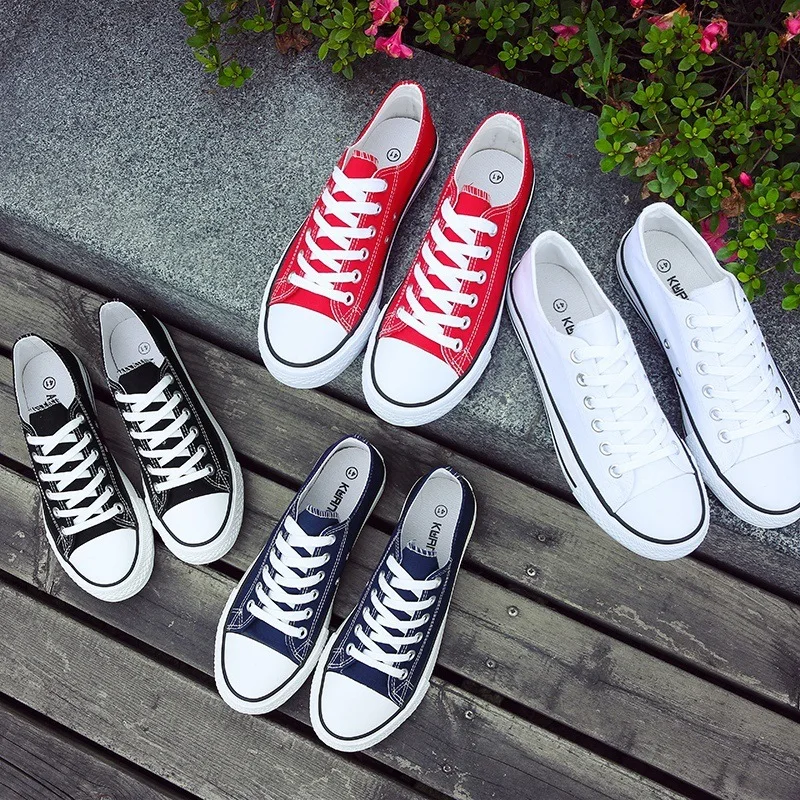 

Women Shoe Spring And Autumn Flat Korean-style Canvas Canvas Sneakers Student Black And White Harajuku Ulz