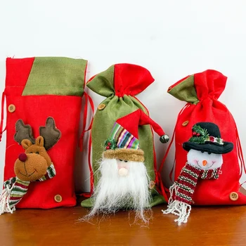 安い キッチン雑貨茶キャンディーナッツクリスマス保存袋化粧品リネン巾着ジュエリー小さな食品収納袋パッケージポーチ