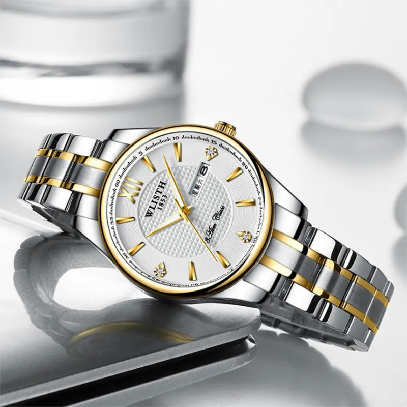 Men's waterproof calendar watch lovers refined steel band luminous quartz watch sports student watch business women's Watch