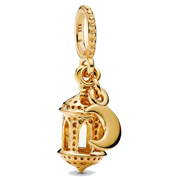 

New 925 Sterling Silver Bead Charm Shine Arabian Lantern With Star & Moon Pendant Beads Fit Bracelet Bangle Diy Jewelry