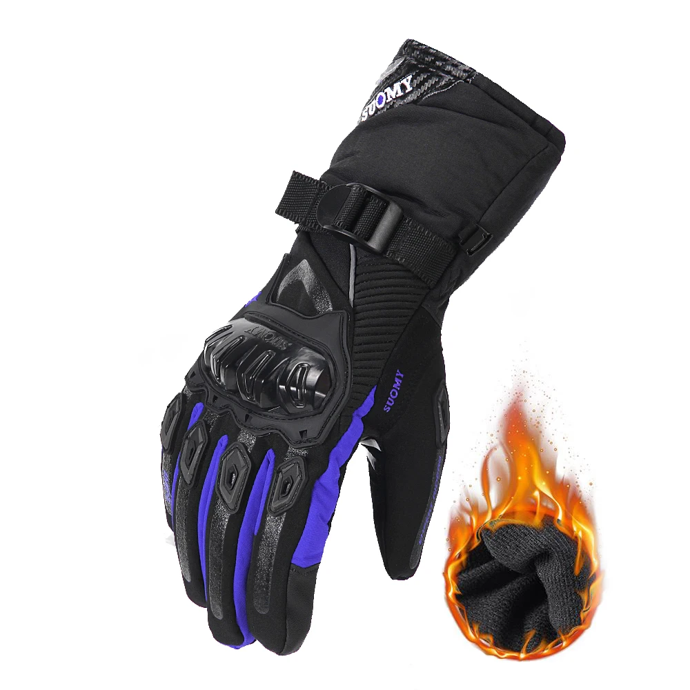 WP-02 Blue Мотоциклетные Перчатки Guantes, мотоциклетные перчатки для верховой езды, перчатки для заездов, дышащие мотоциклетные перчатки на полный палец,, водонепроницаемые, ветрозащитные, зимние - Цвет: WP-02 Blue