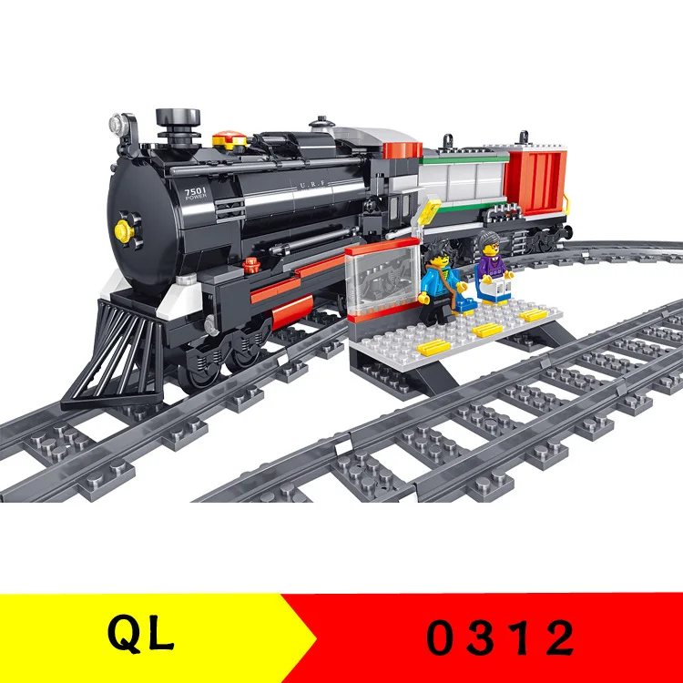 

QL0312 536pcs technic locomotive black classic train building blocks Toys