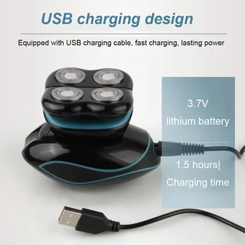 

Men USB Charging Electric Shaver Small Rotary Bald Head Deep Clean Home Travel Gift 5D Floating Beard Razor Multifunctional