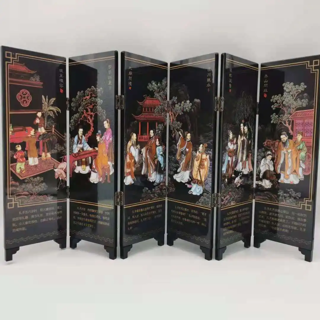 

Lacquerware wood small screens, Romance of the Three Kingdoms, Exquisite crafts gifts and decorations