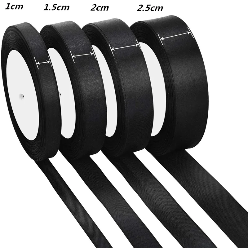 6mm-50mm bow handmade satin Black ribbon 25yards DIY grosgrain ribbons for crafts tapes flower cake gift packaging shop supplies satin ribbons grosgrain ribbon satin ribbon ribbon decoration ribbon supplies wrapping ribbon